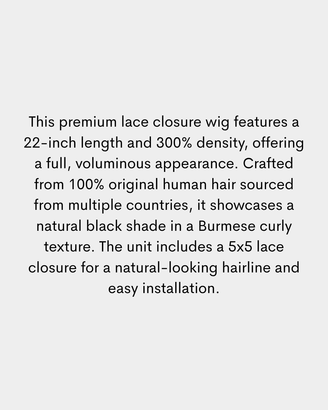 Bundle: 22-Inch Burmese Curly Lace Closure Wig – 300% Density