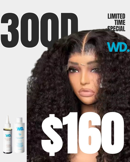 Bundle: 22-Inch Burmese Curly Lace Closure Wig – 300% Density
