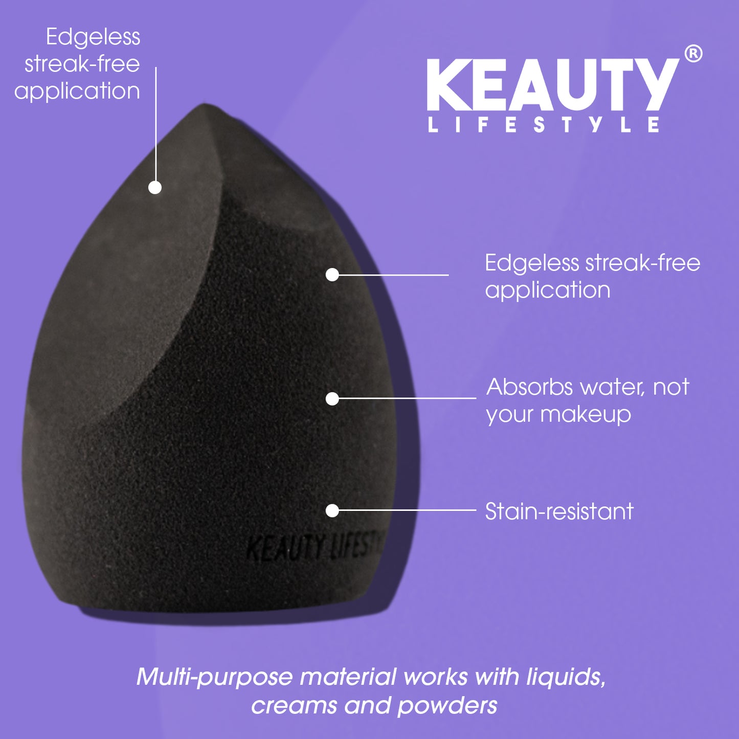 Original 4-Ways Beauty Sponge Blender, Precise Makeup Blending Tool, a Super Soft Latex Free and Vegan Black Makeup Sponge Blender (Qty - 1)