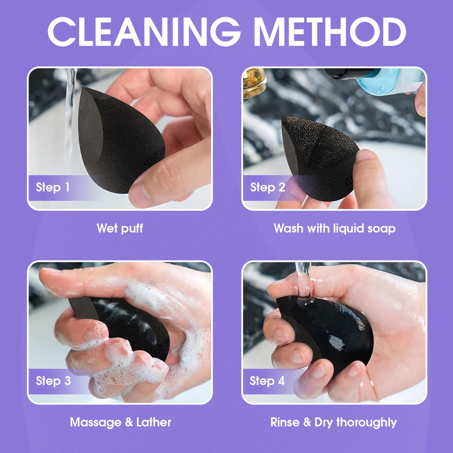 Original 4-Ways Beauty Sponge Blender, Precise Makeup Blending Tool, a Super Soft Latex Free and Vegan Black Makeup Sponge Blender (Qty - 1)