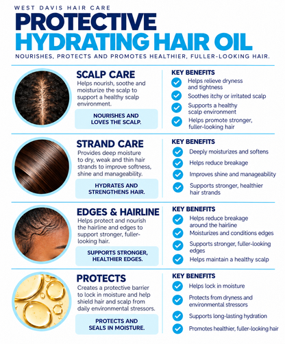 Protective Hydrating Hair Oil (4 fl oz) Medium Density Hair Oil - Antibacterial and Antifungal