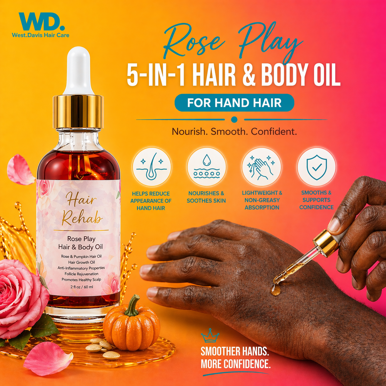 Rose Play Hair & Body Oil – 5-in-1 Hydration & Nourishment